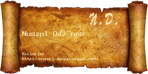 Nuszpl Dénes névjegykártya